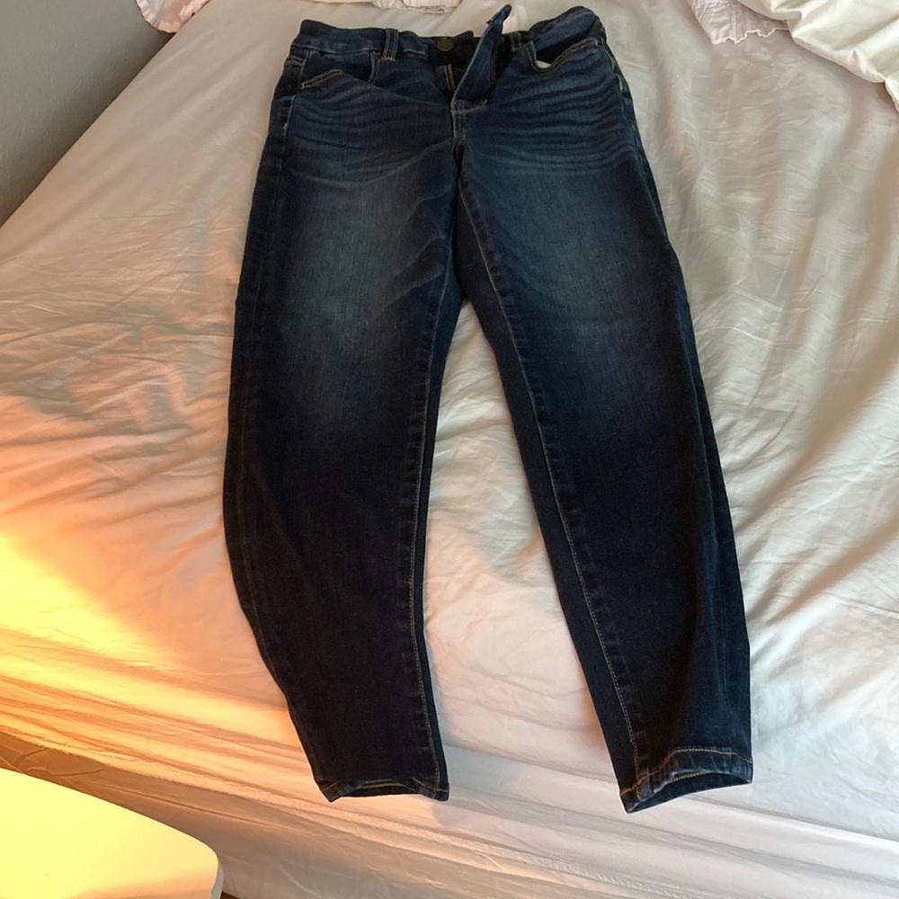 size 0 short dark blue american eagle skinny jeans